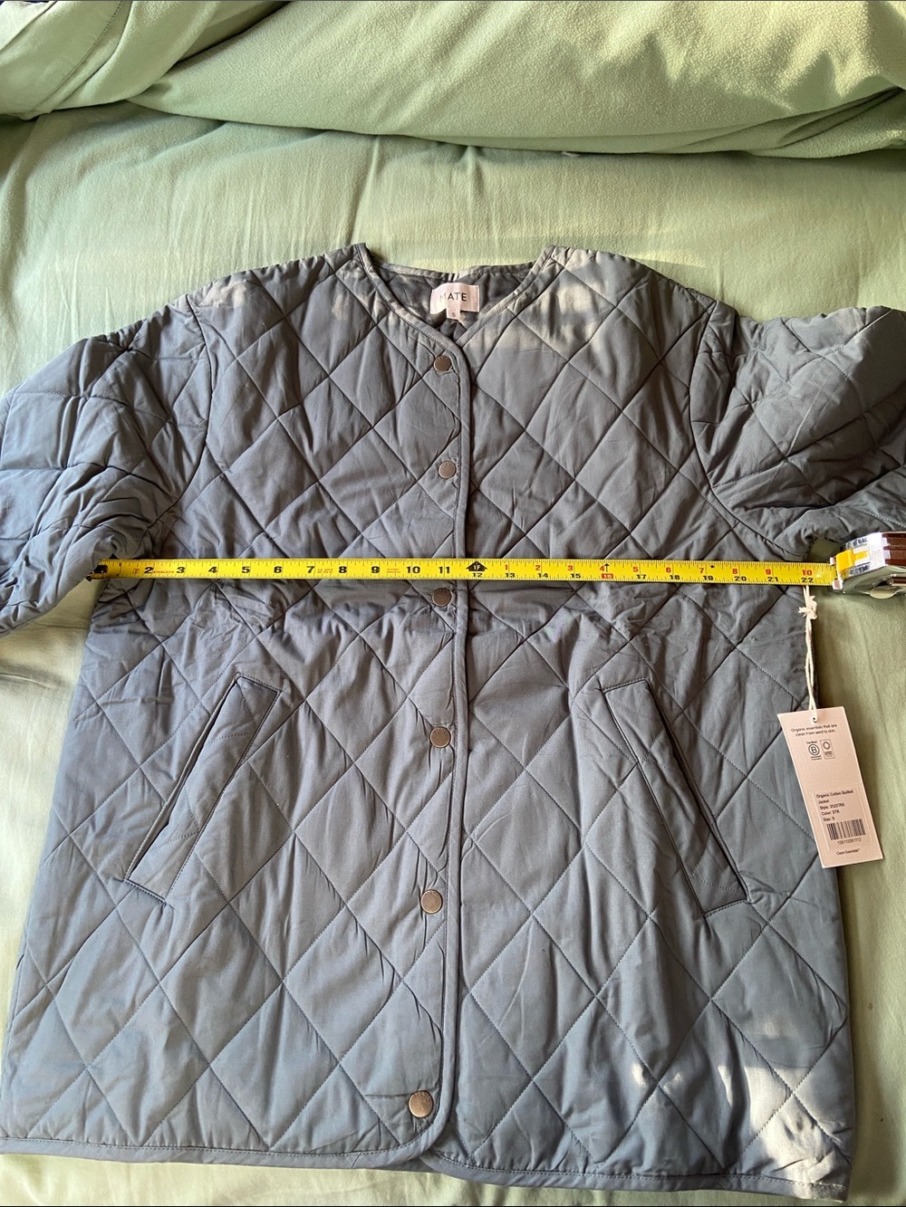 MATE the Label Quilted Slate Blue Snap-Front Jacket - Picture 6 of 7